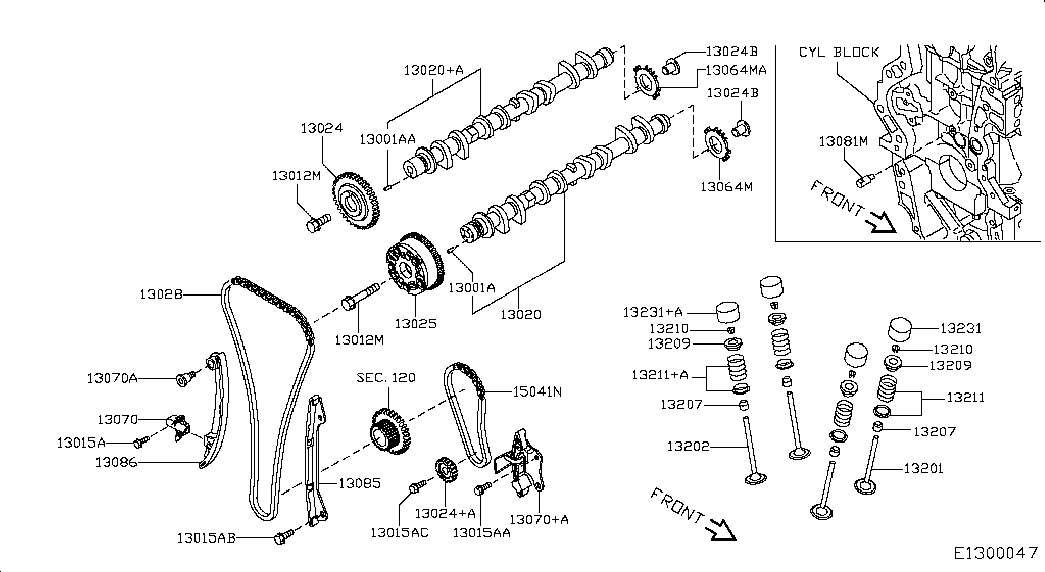 NISSAN 13070-EN20A - Комплект цепи привода распредвала autospares.lv