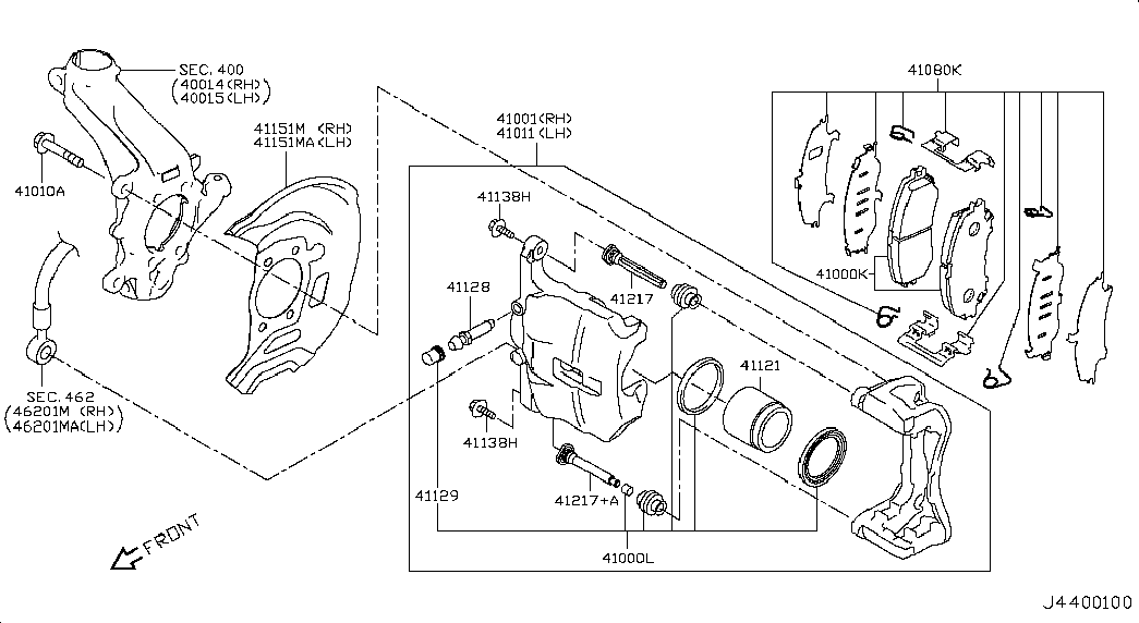 NISSAN 41001-4BA0A - Тормозной суппорт autospares.lv