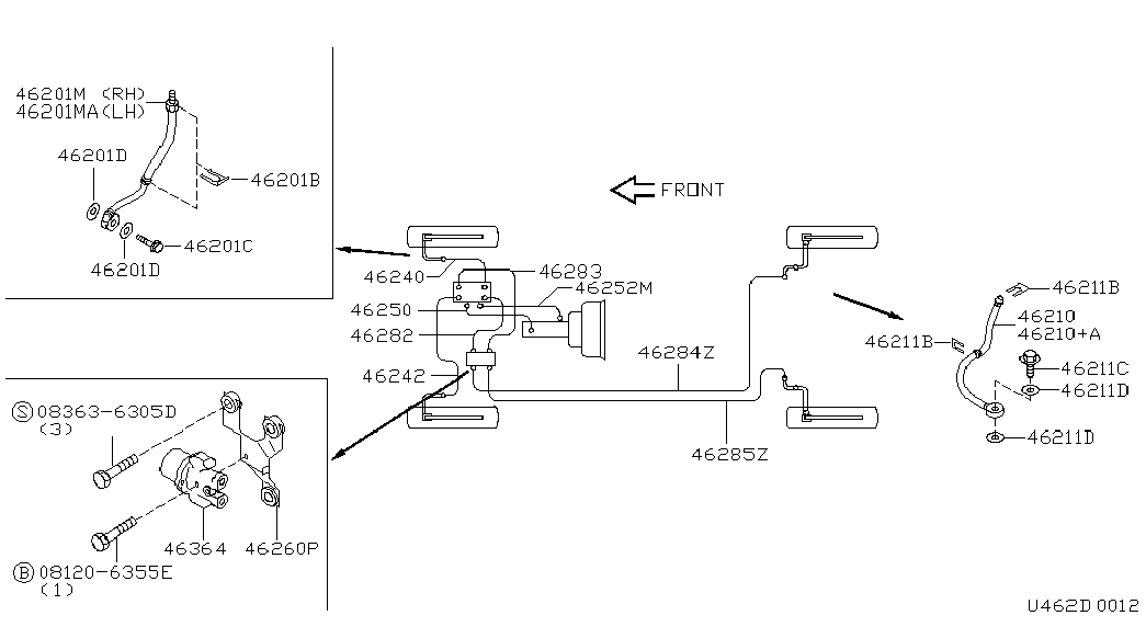 NISSAN 462108F800 - Тормозной шланг autospares.lv