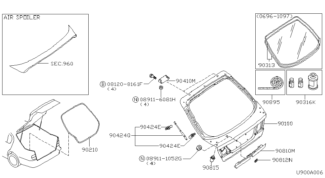 NISSAN 90452-2F725 - Газовая пружина, упор autospares.lv