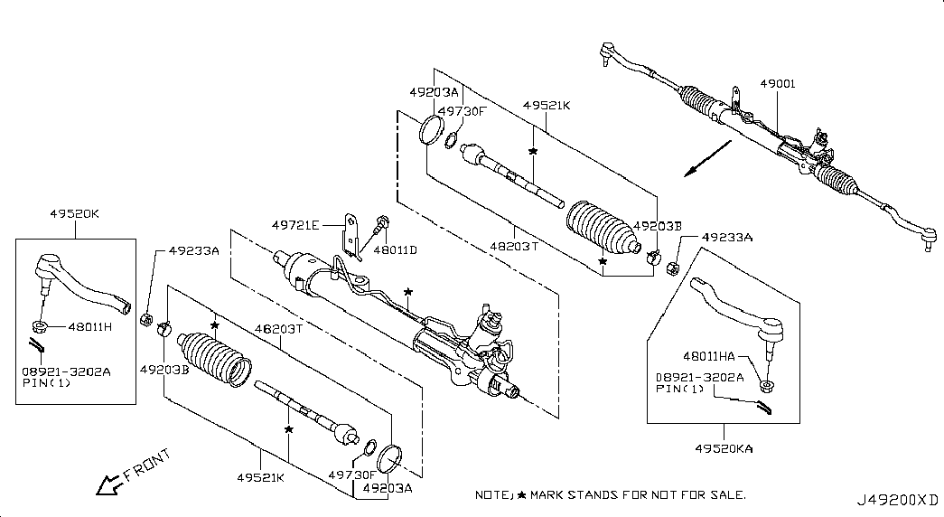 NISSAN 49001-3KA0A - Осевой шарнир, рулевая тяга autospares.lv