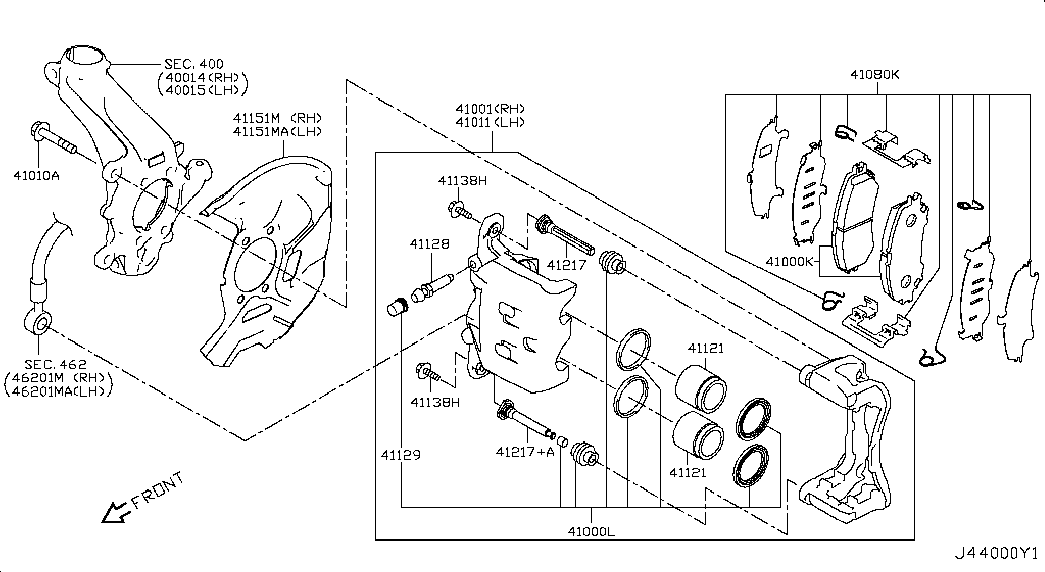 NISSAN 41001-4GA0A - Тормозной суппорт autospares.lv