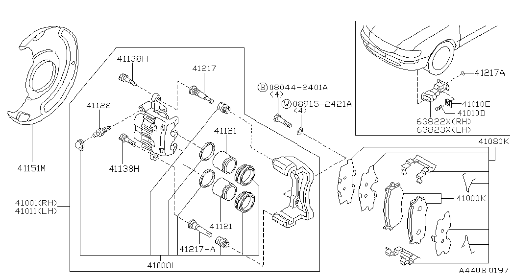 Mitsubishi 4106038U90 - Тормозные колодки, дисковые, комплект autospares.lv