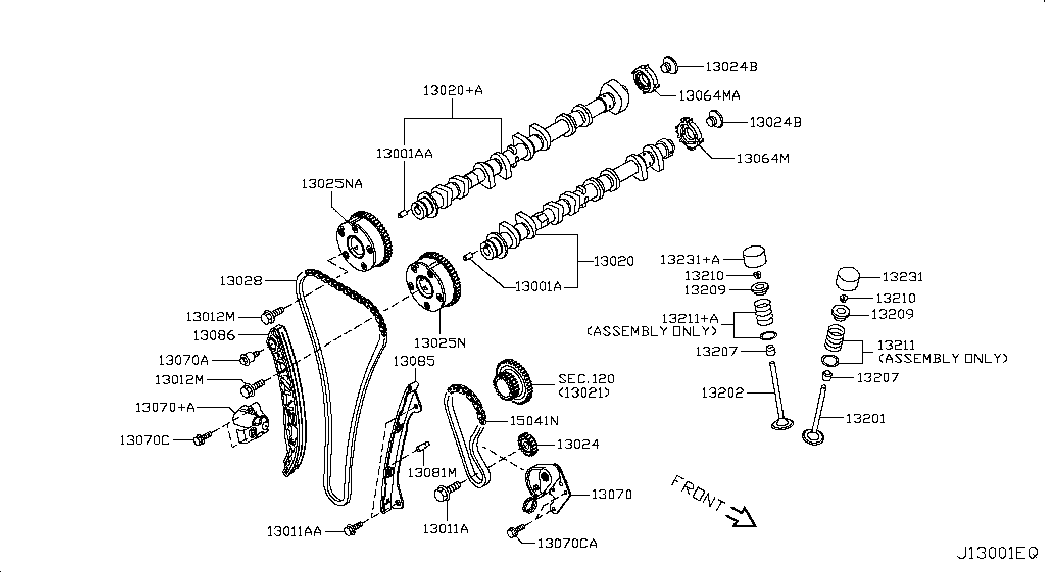 NISSAN 13070-1KC5A - Комплект цепи привода распредвала autospares.lv