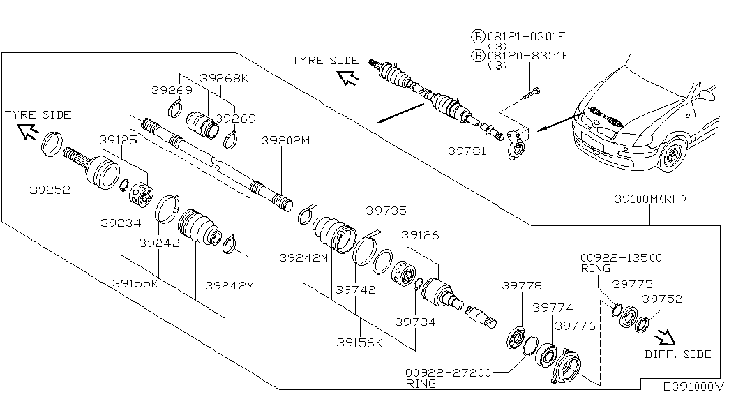 NISSAN 392419E025 - Пыльник, приводной вал autospares.lv