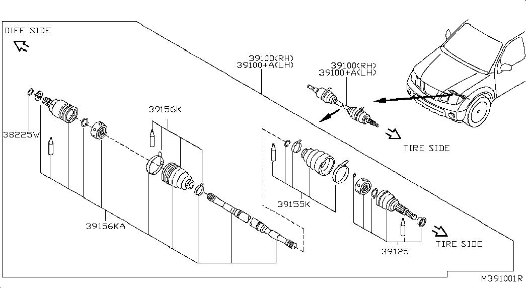 NISSAN 39241BU127 - Пыльник, приводной вал autospares.lv