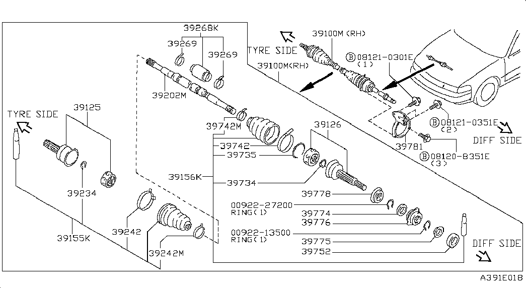 NISSAN 39741-0M325 - Пыльник, приводной вал autospares.lv