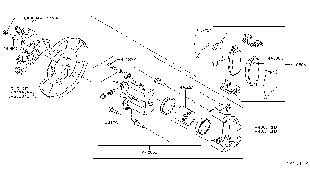 Infiniti 44060EG00J - Тормозные колодки, дисковые, комплект autospares.lv