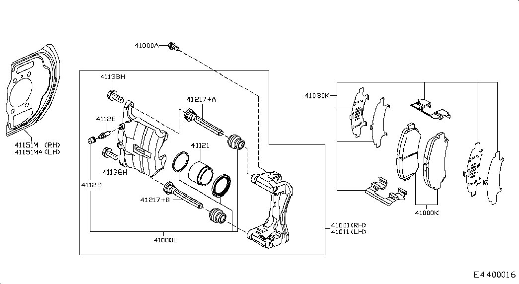 NISSAN 41133JE00A - Комплект направляющей гильзы, тормозной поршень autospares.lv