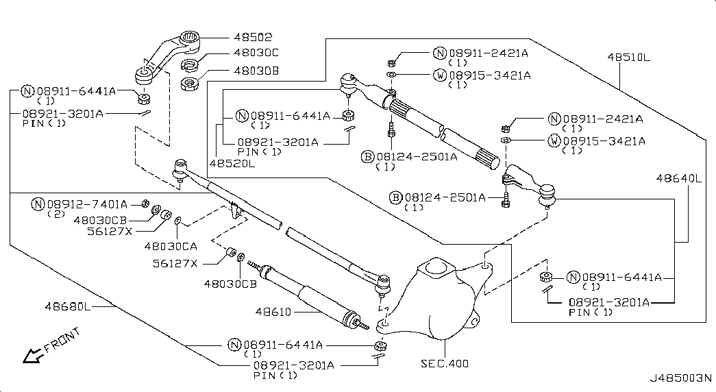 NISSAN 48520-VD225 - Наконечник рулевой тяги, шарнир autospares.lv