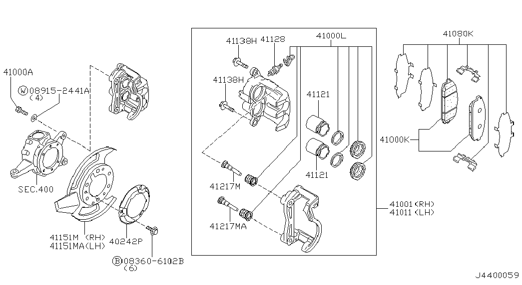 Infiniti 41120-VC225 - Ремкомплект, тормозной суппорт autospares.lv