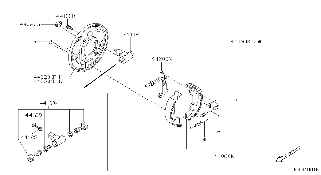 NISSAN 44060-AX625 - Комплект тормозных колодок, барабанные autospares.lv