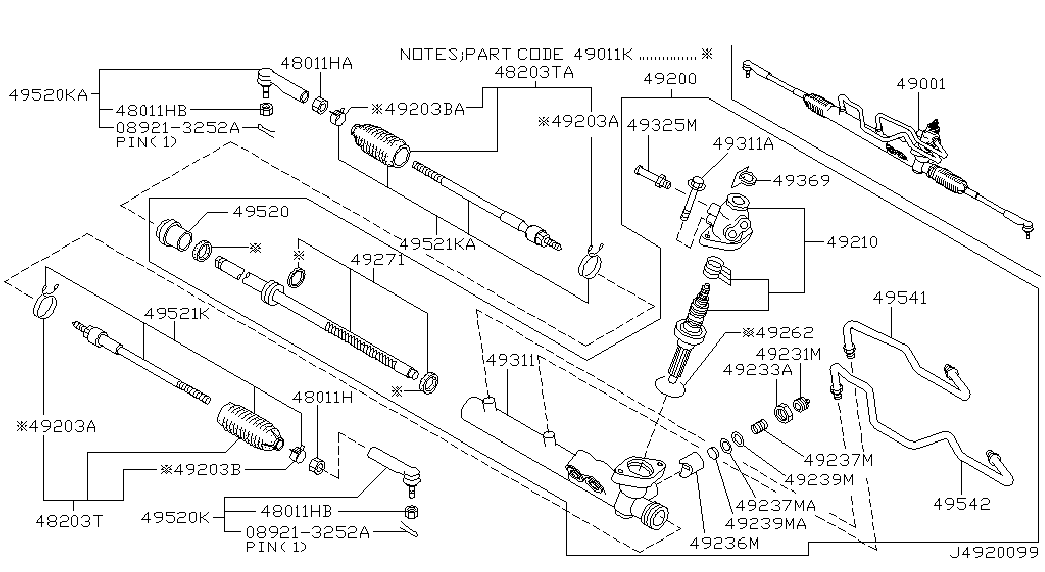 NISSAN #48521-5Y485 - Осевой шарнир, рулевая тяга autospares.lv