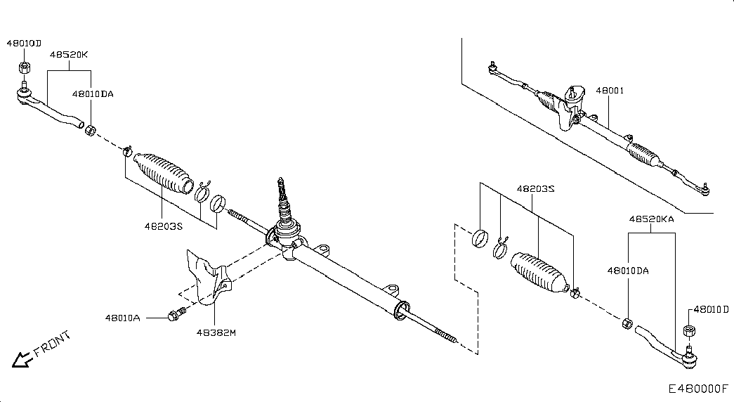 NISSAN 48001-1KA0B - Осевой шарнир, рулевая тяга autospares.lv