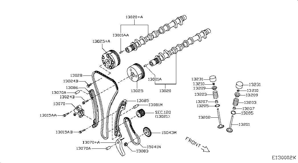 NISSAN 13070-1HC0A - Комплект цепи привода распредвала autospares.lv