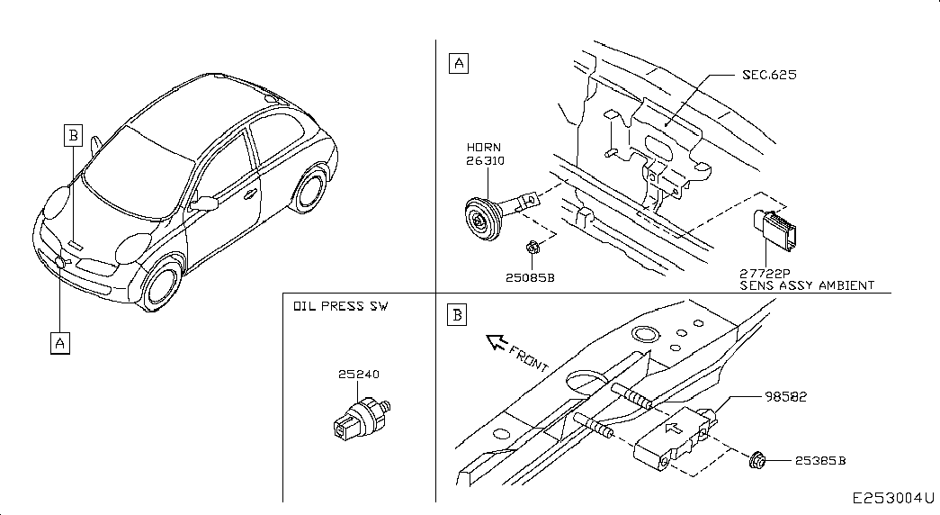 NISSAN 25240-70J0E - Датчик, давление масла autospares.lv