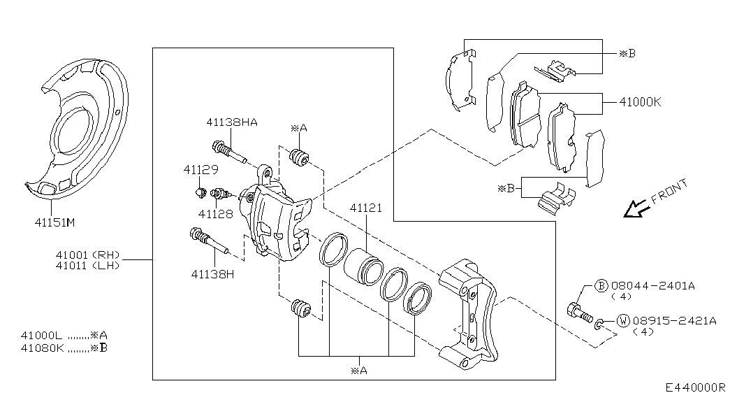 NISSAN 41120-71J25 - Ремкомплект, тормозной суппорт autospares.lv