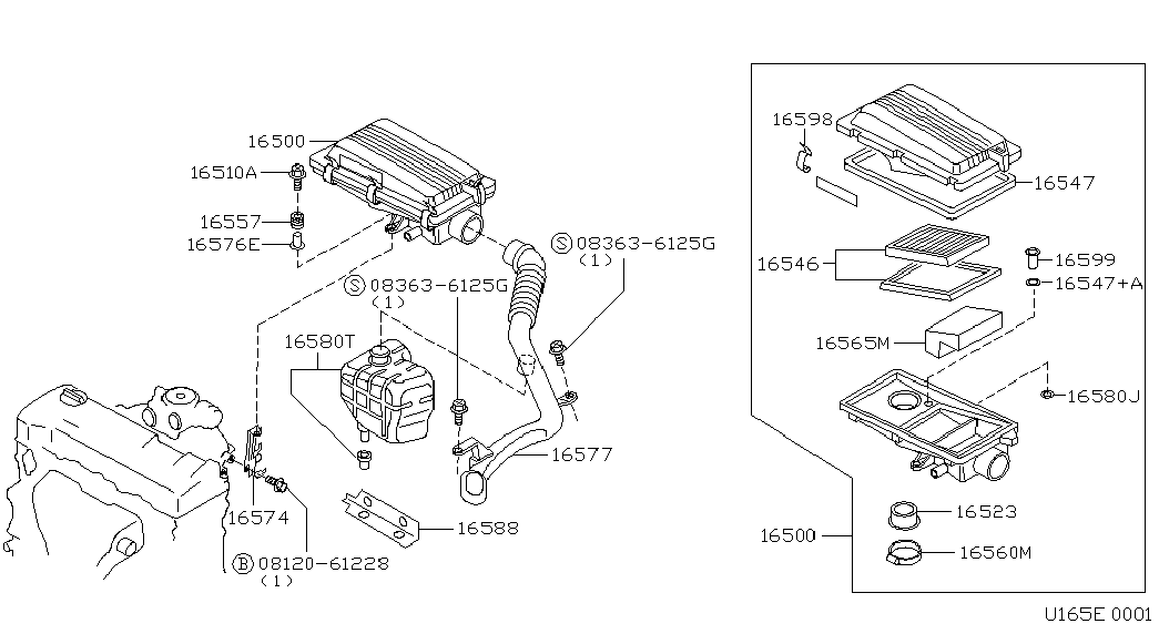 NISSAN 16546-73C11 - Воздушный фильтр, двигатель autospares.lv