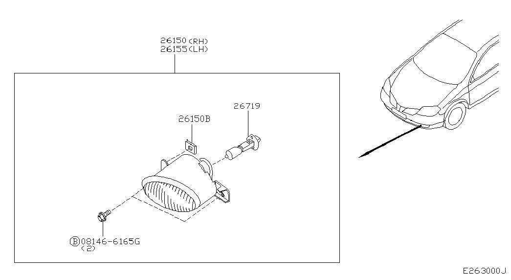 NISSAN 26155-AU325 - Противотуманная фара autospares.lv