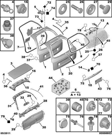 PEUGEOT 8731.K5 - Газовая пружина, заднее стекло autospares.lv