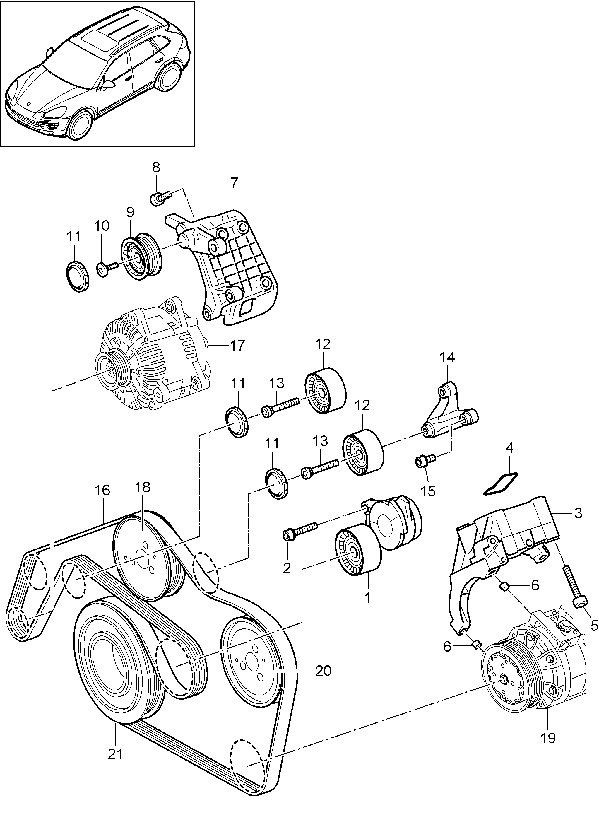 Porsche 95810221610 - Поликлиновой ремень autospares.lv