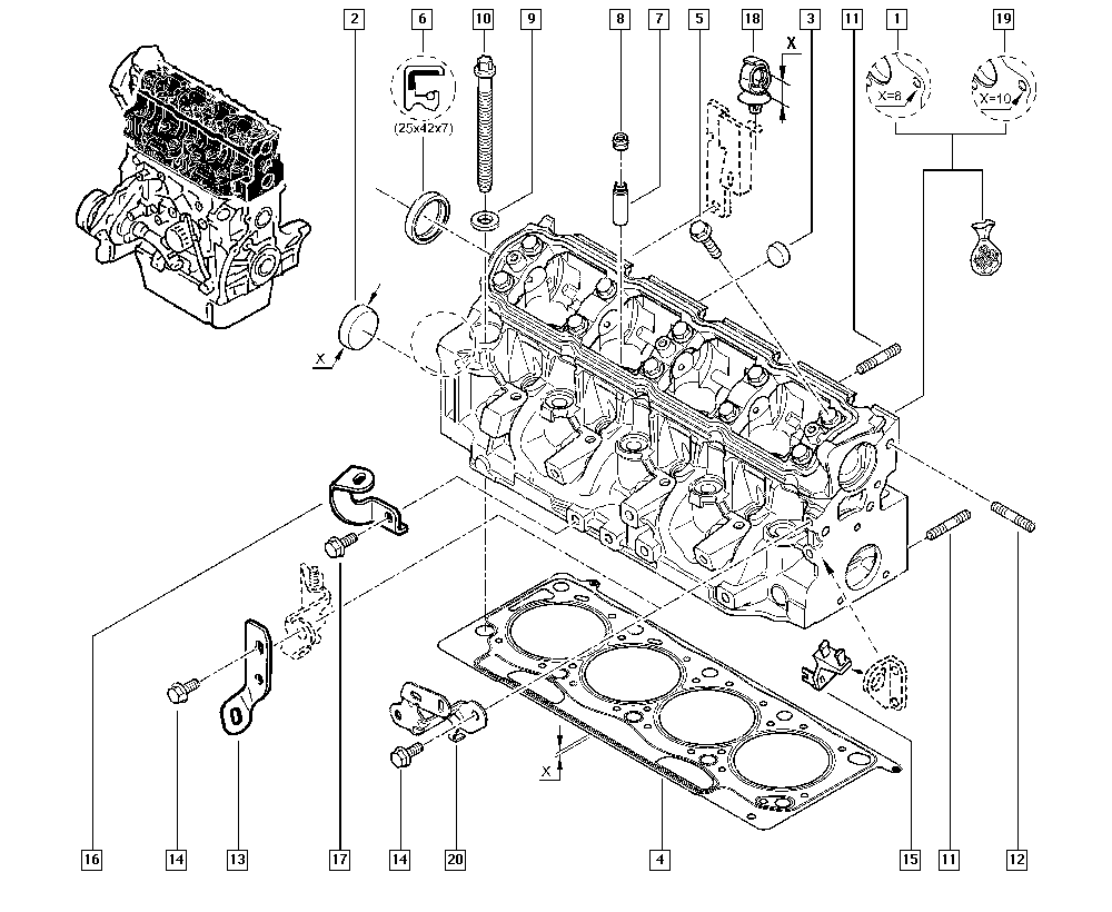 Vauxhall 7701478571 - Головка цилиндра autospares.lv