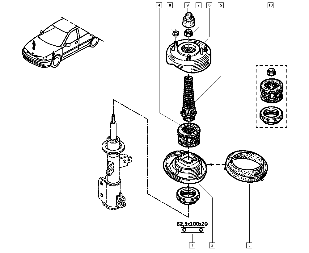 RENAULT 77 00 832 419 - Опора стойки амортизатора, подушка autospares.lv