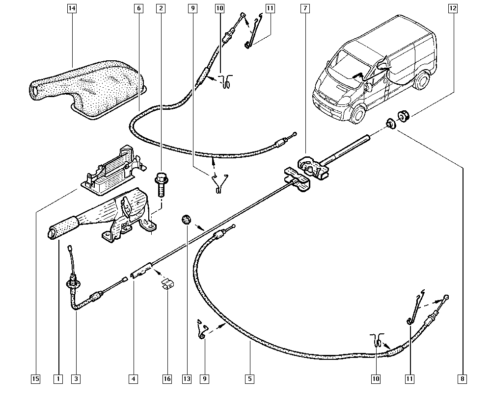 NISSAN 365301673R - Тросик, cтояночный тормоз autospares.lv