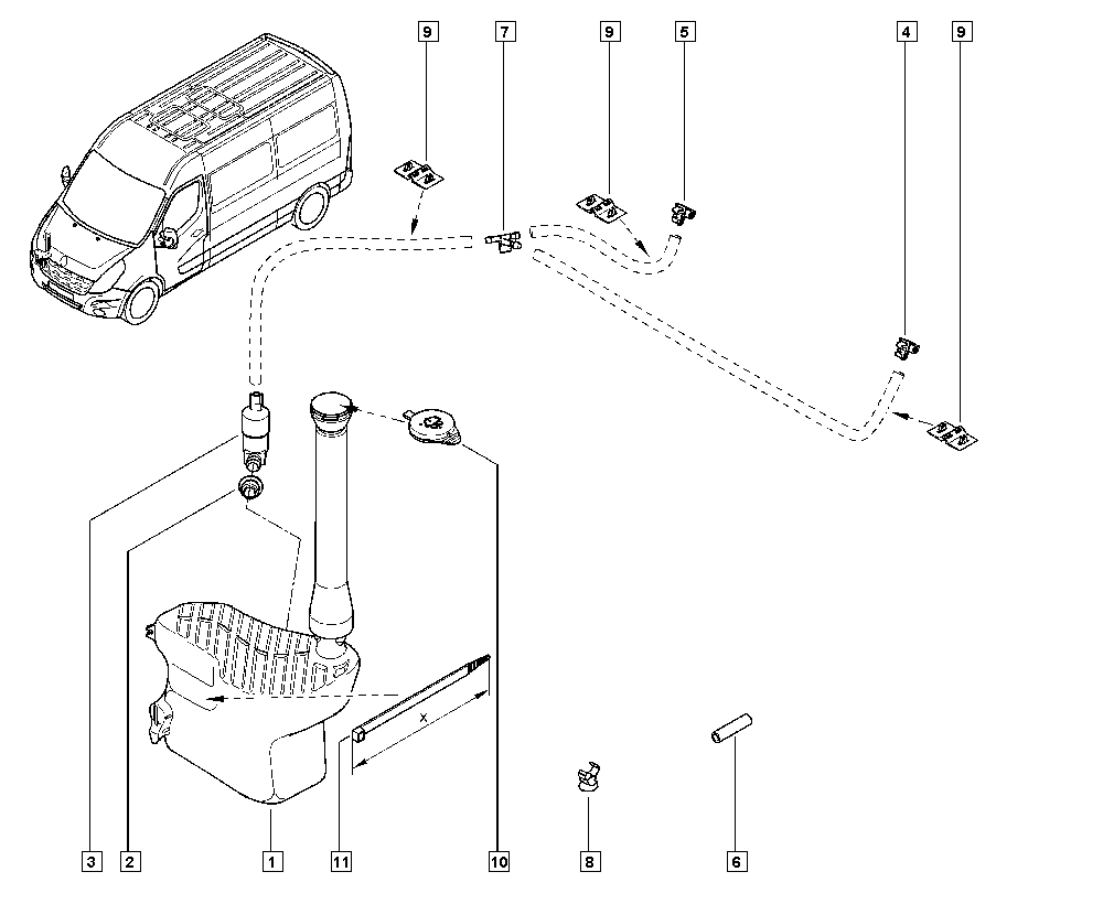 RENAULT 289100030R - Резервуар для воды (для чистки) autospares.lv