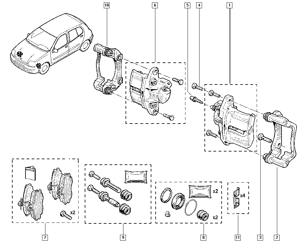 NISSAN 7701 210 142 - Тормозные колодки, дисковые, комплект autospares.lv