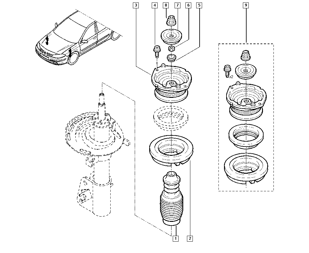 RENAULT 82 00 002 877 - Опора стойки амортизатора, подушка autospares.lv