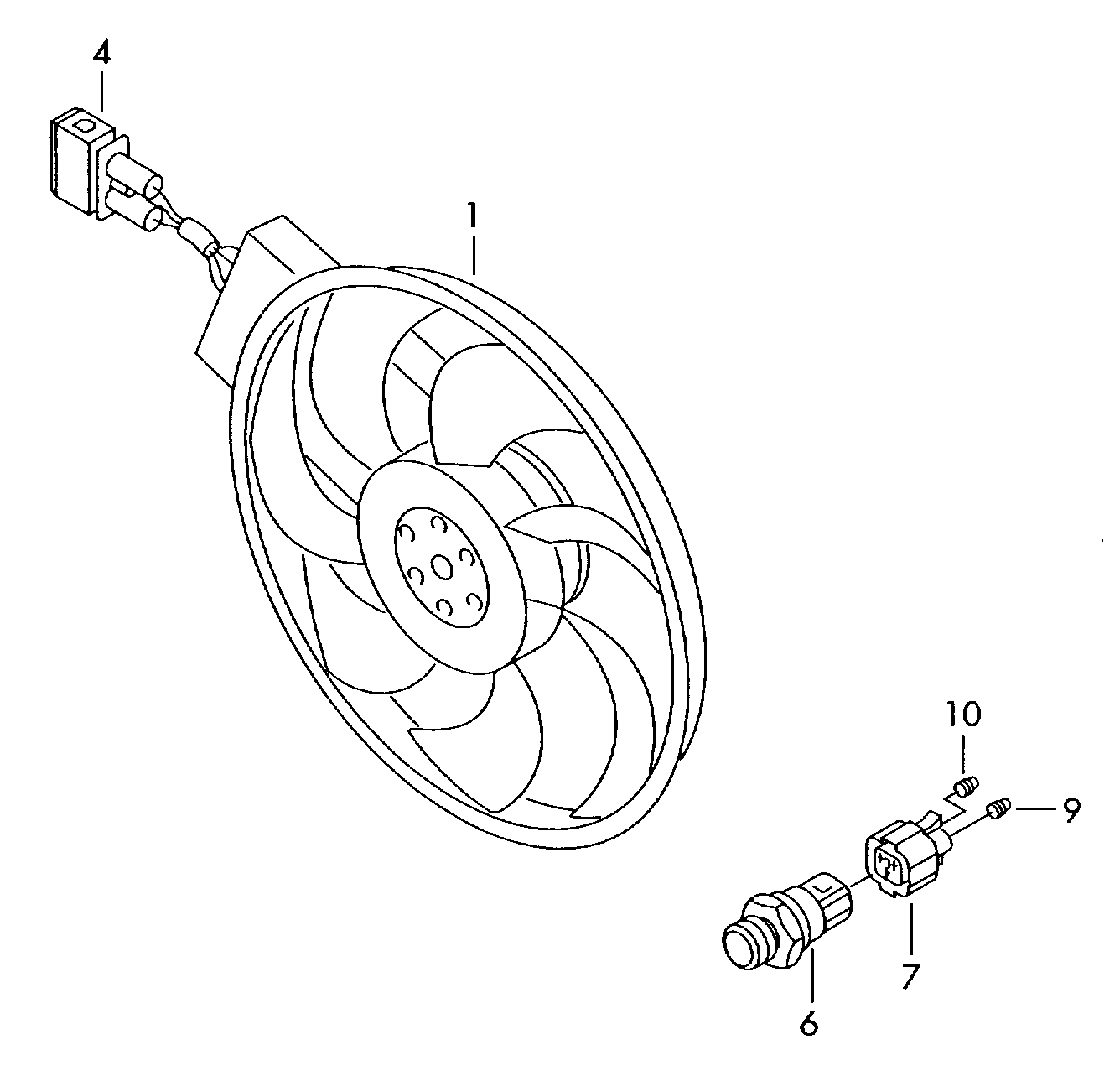 VW 1J0973852 - Вентилятор, охлаждение двигателя autospares.lv