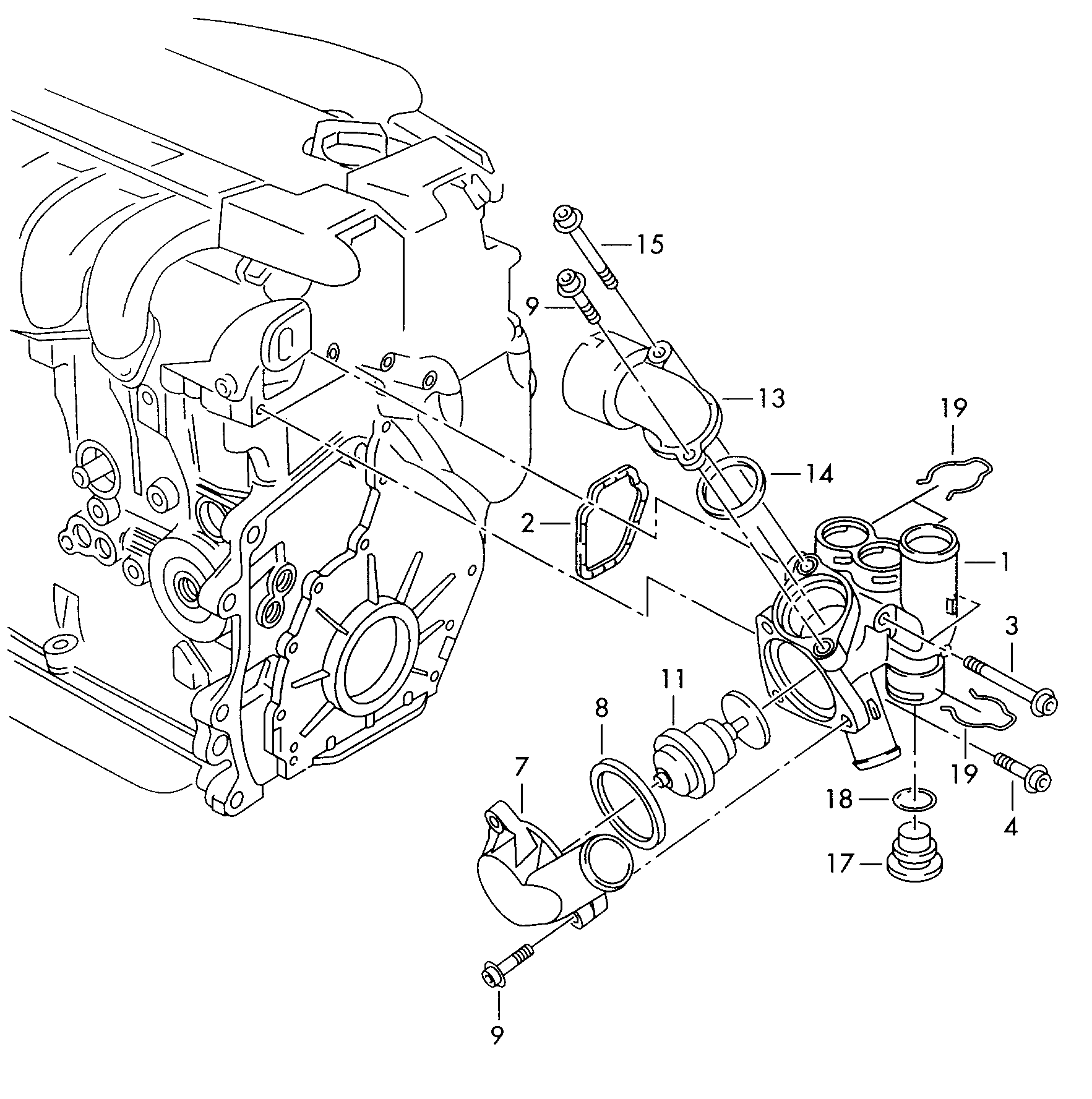 AUDI 021121119A - Прокладка, корпус термостата autospares.lv
