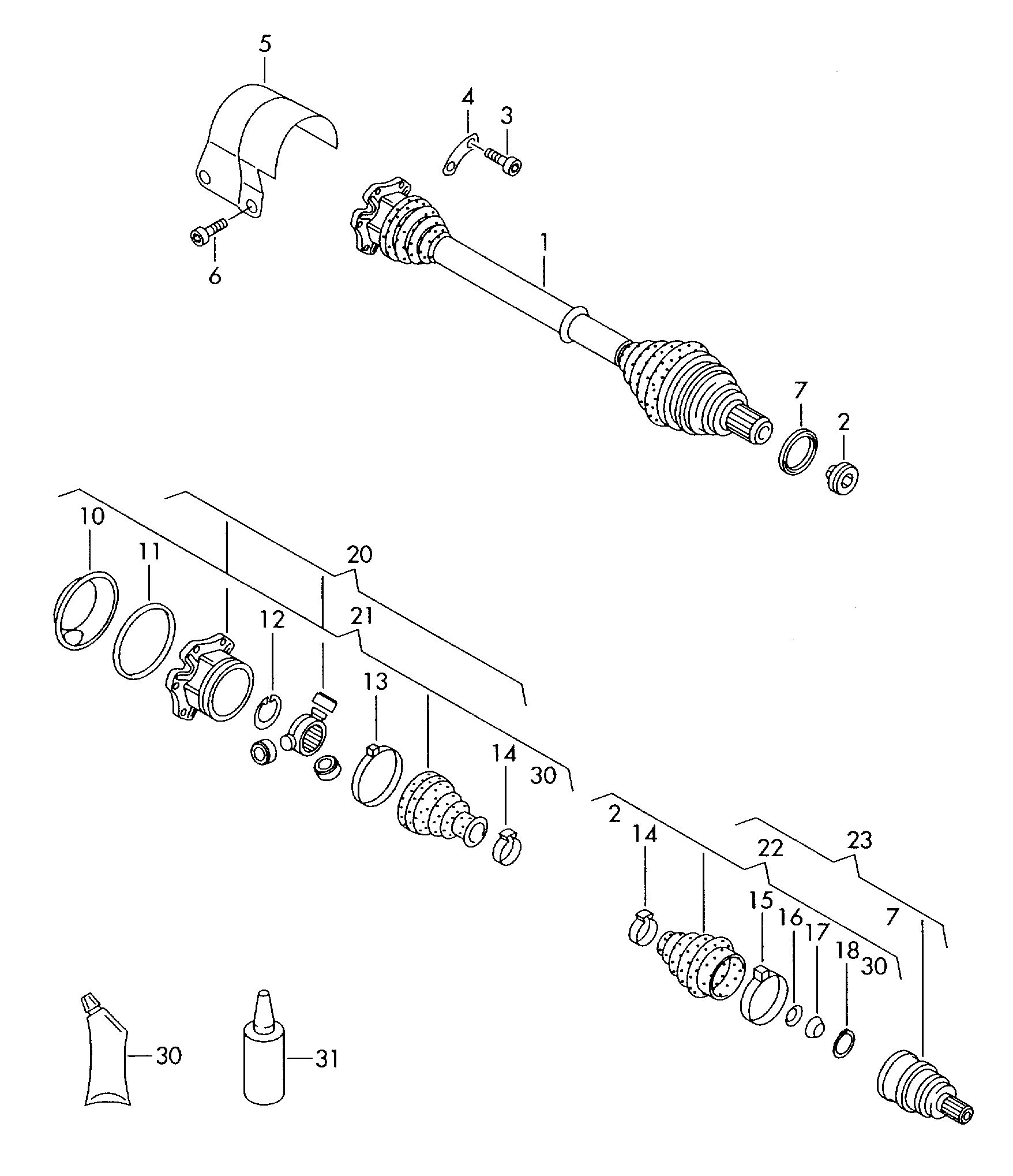 Skoda 1J0 498 103 K - Шарнирный комплект, ШРУС, приводной вал autospares.lv