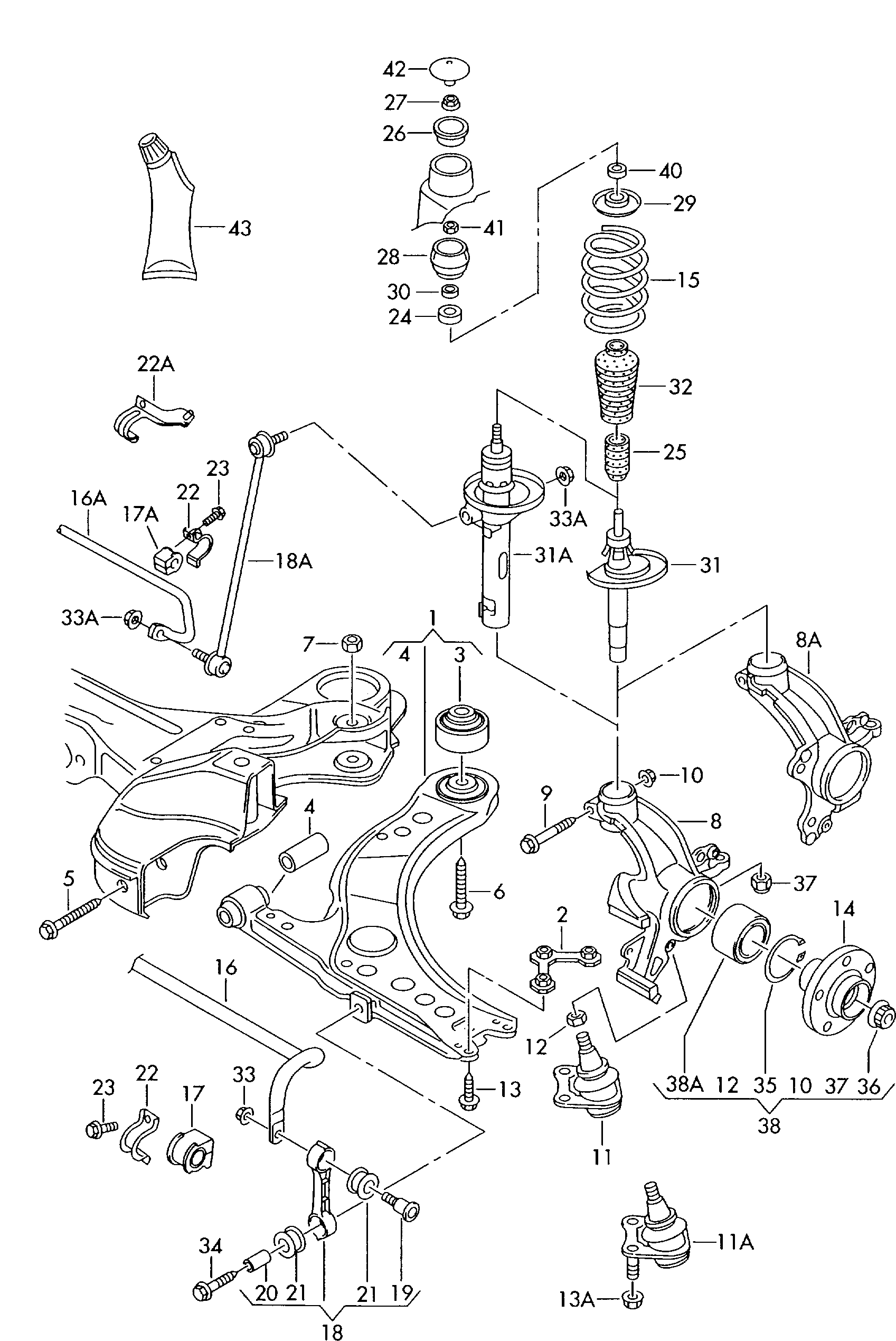 Seat 1J0 411 315 J - Тяга / стойка, стабилизатор autospares.lv