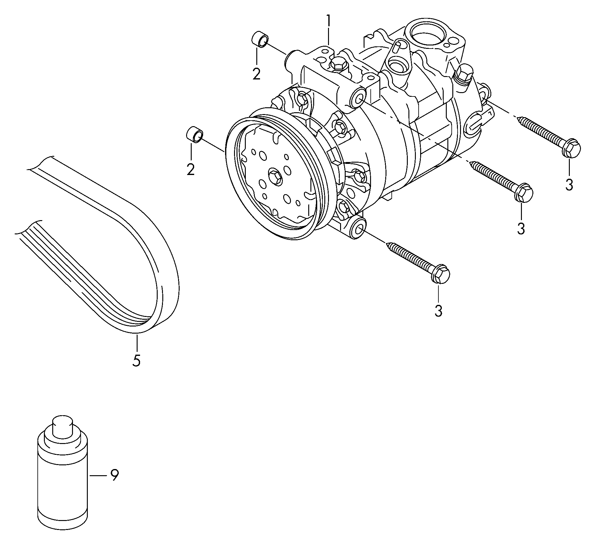 VW/SEAT 5Q0820803K - Компрессор кондиционера autospares.lv