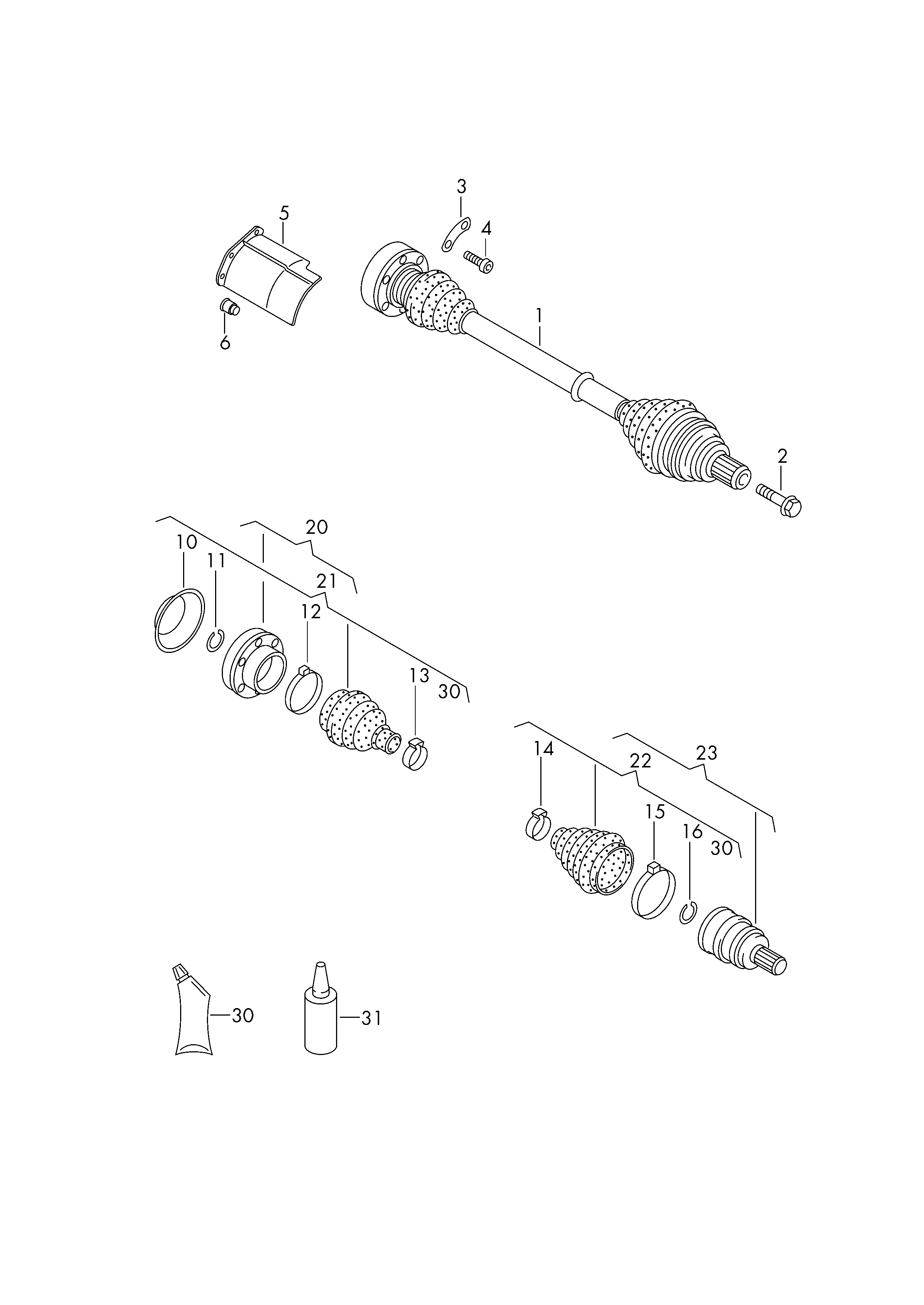 Skoda 5N0 498 099C - Шарнирный комплект, ШРУС, приводной вал autospares.lv