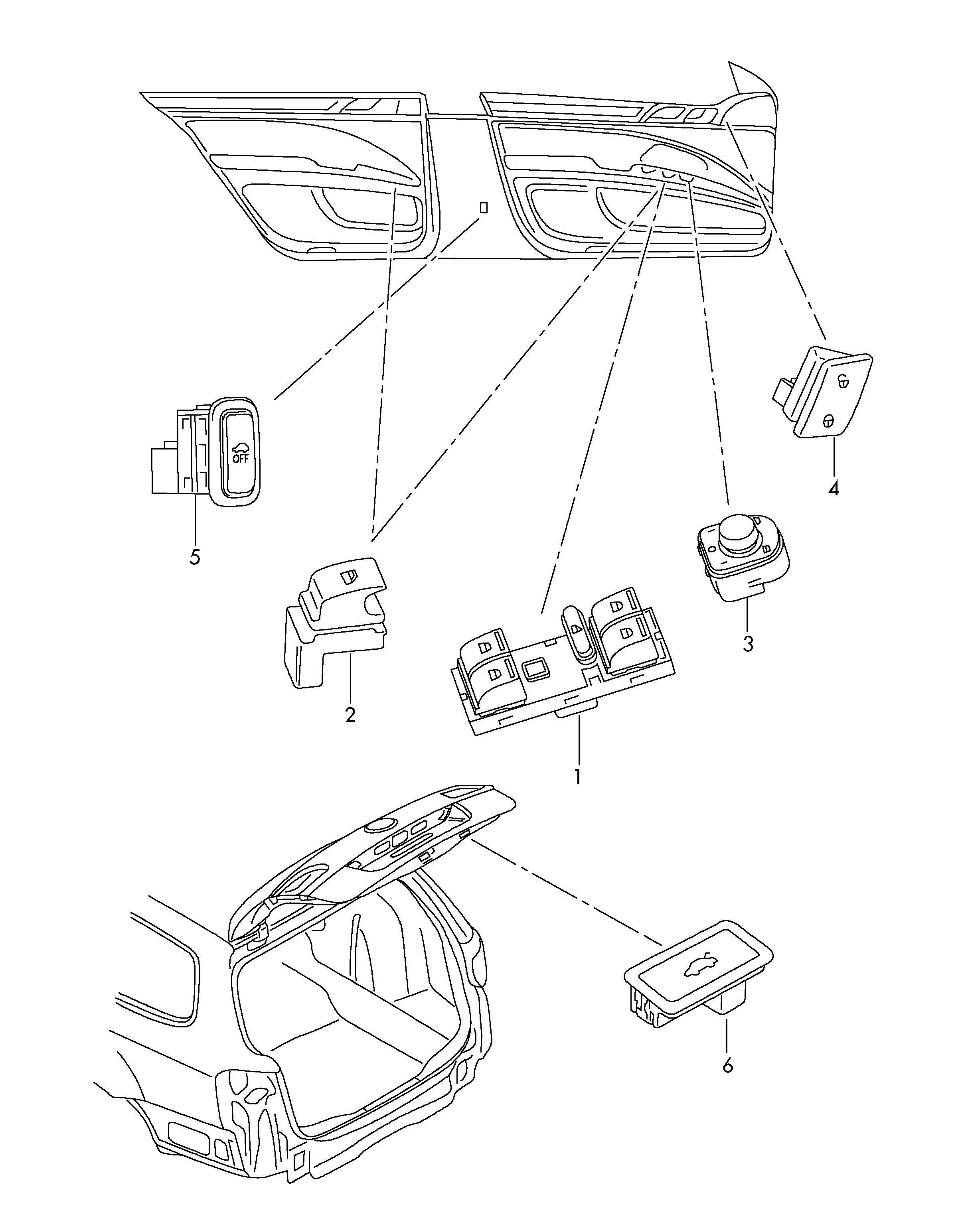 VAG 5J0 959 855 - Выключатель, стеклоподъемник autospares.lv