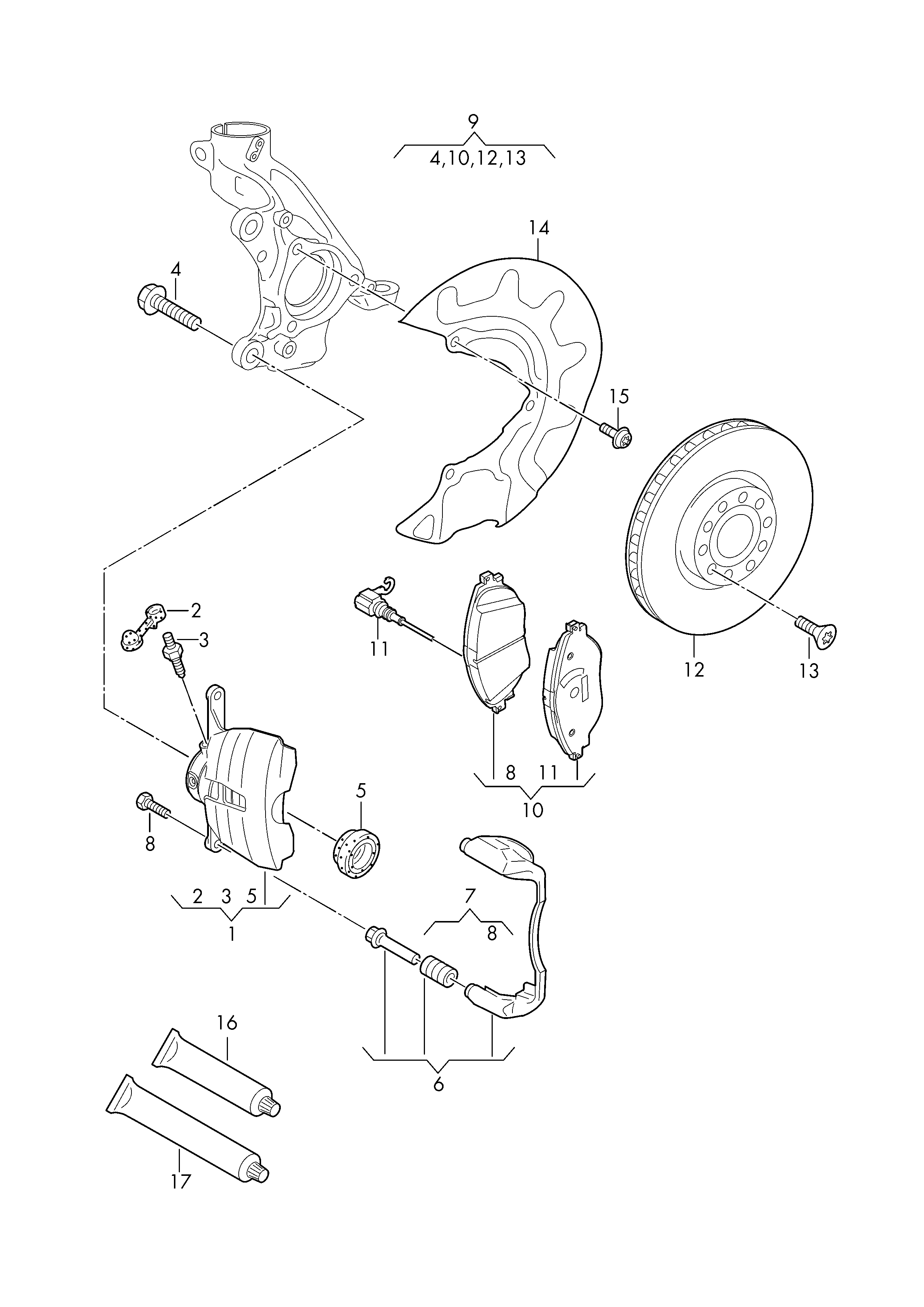 AUDI JZW698302CF - Тормозные колодки, дисковые, комплект autospares.lv