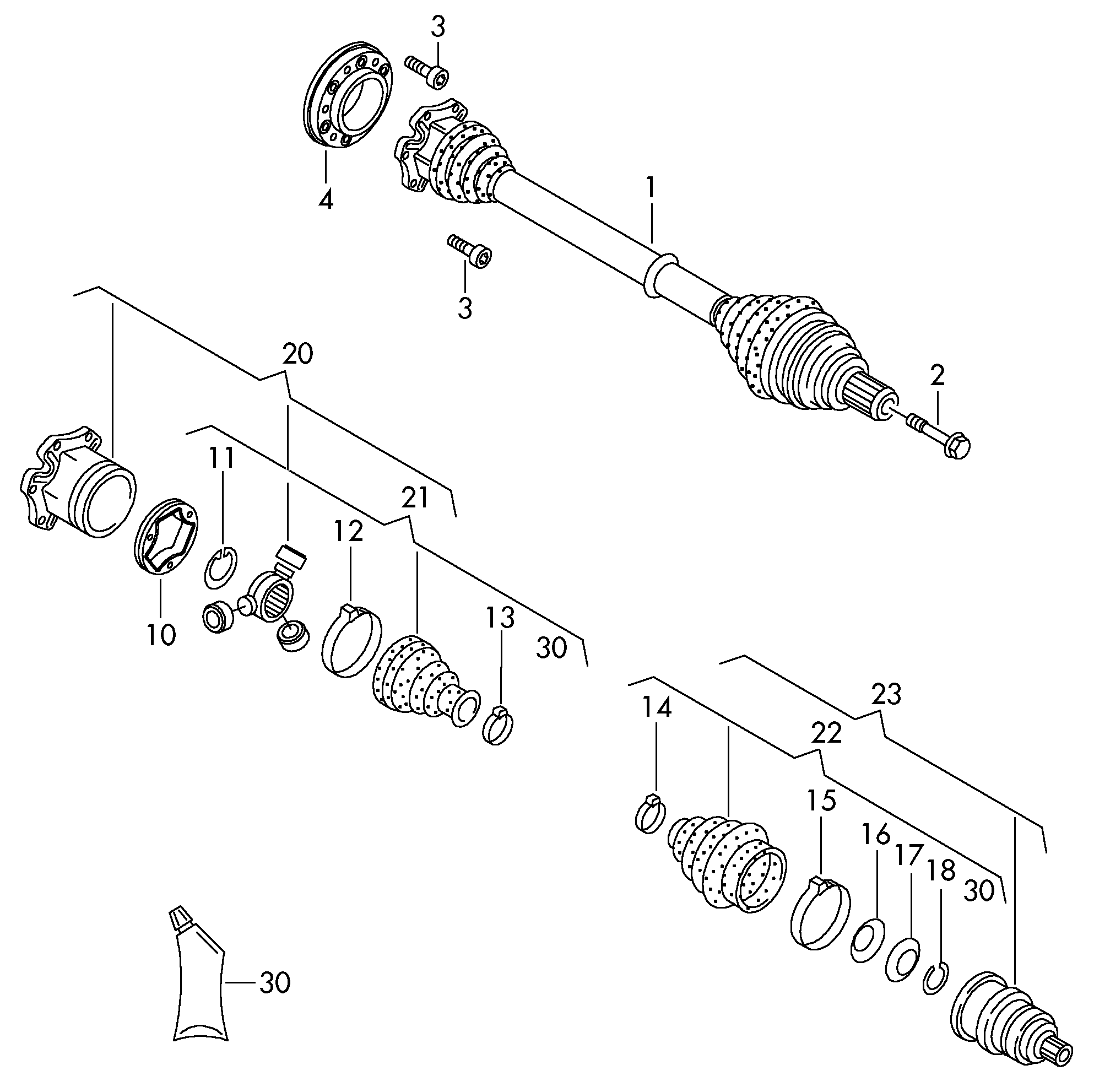 AUDI 3C0498103F - Шарнирный комплект, ШРУС, приводной вал autospares.lv