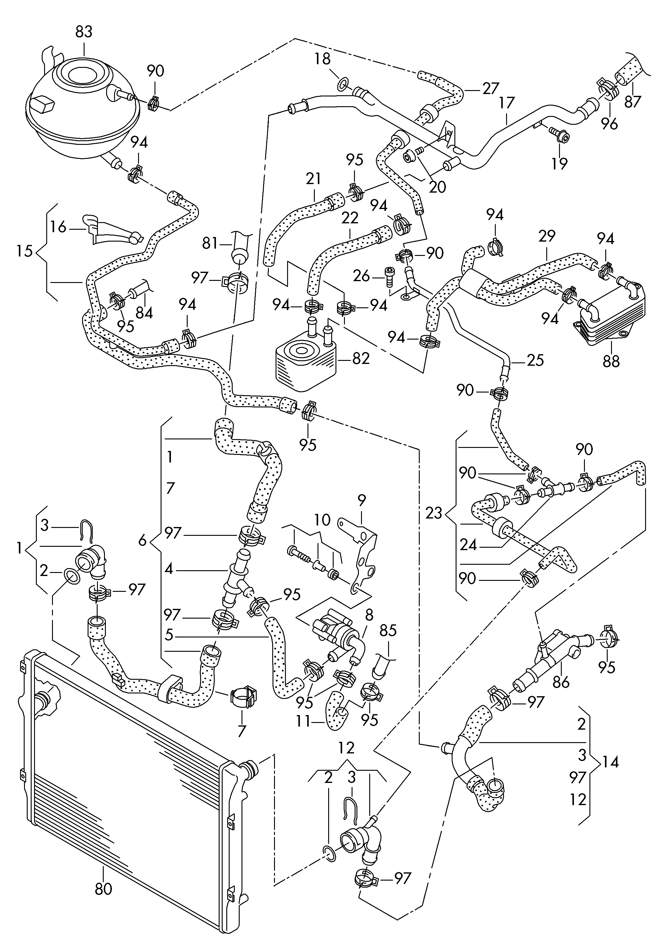 VW 1K0 121 251 DM - Радиатор, охлаждение двигателя autospares.lv