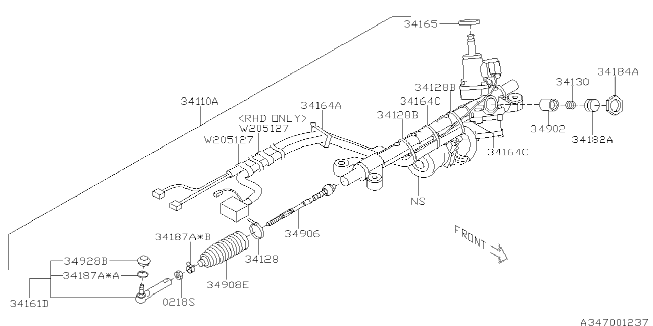 Subaru 34161-SA000 - Наконечник рулевой тяги, шарнир autospares.lv