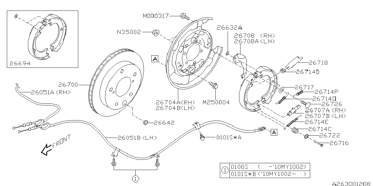 Bedford 26694-XA01A - Комплект тормозов, ручник, парковка autospares.lv