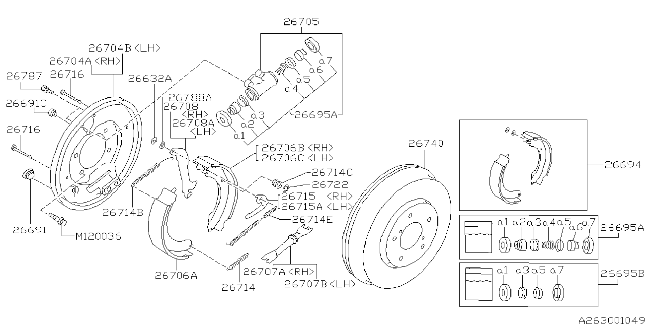 Subaru 26257AA040 - Комплект тормозных колодок, барабанные autospares.lv