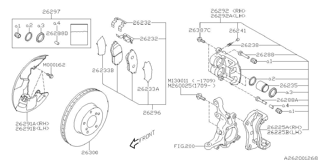 Subaru 26296AL020 - Тормозные колодки, дисковые, комплект autospares.lv