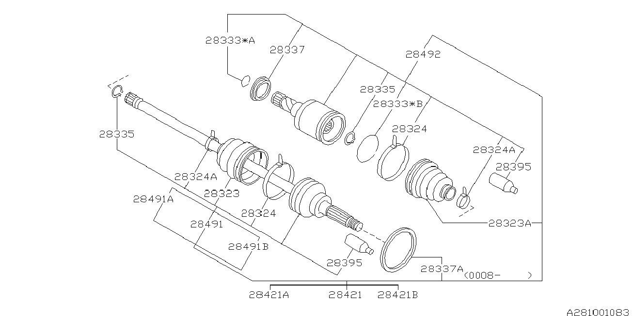 Subaru 28023-AA081 - Пыльник, приводной вал autospares.lv