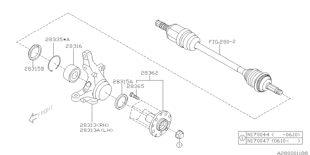 Subaru 28052AA000 - Подшипник ступицы колеса, комплект autospares.lv