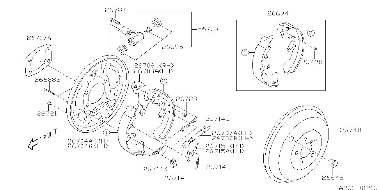 Subaru 26694FG010 - Комплект тормозов, ручник, парковка autospares.lv