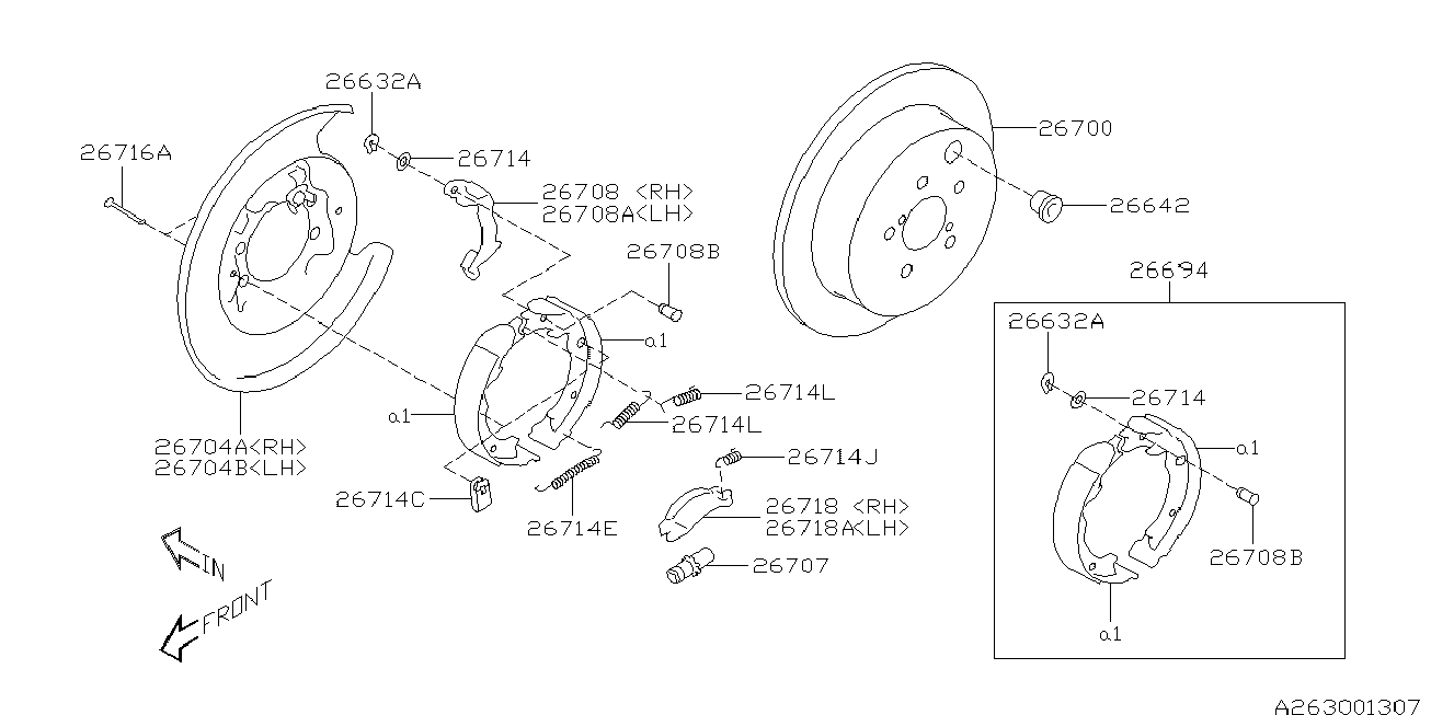 Subaru 26694 CA001 - Комплект тормозов, ручник, парковка autospares.lv