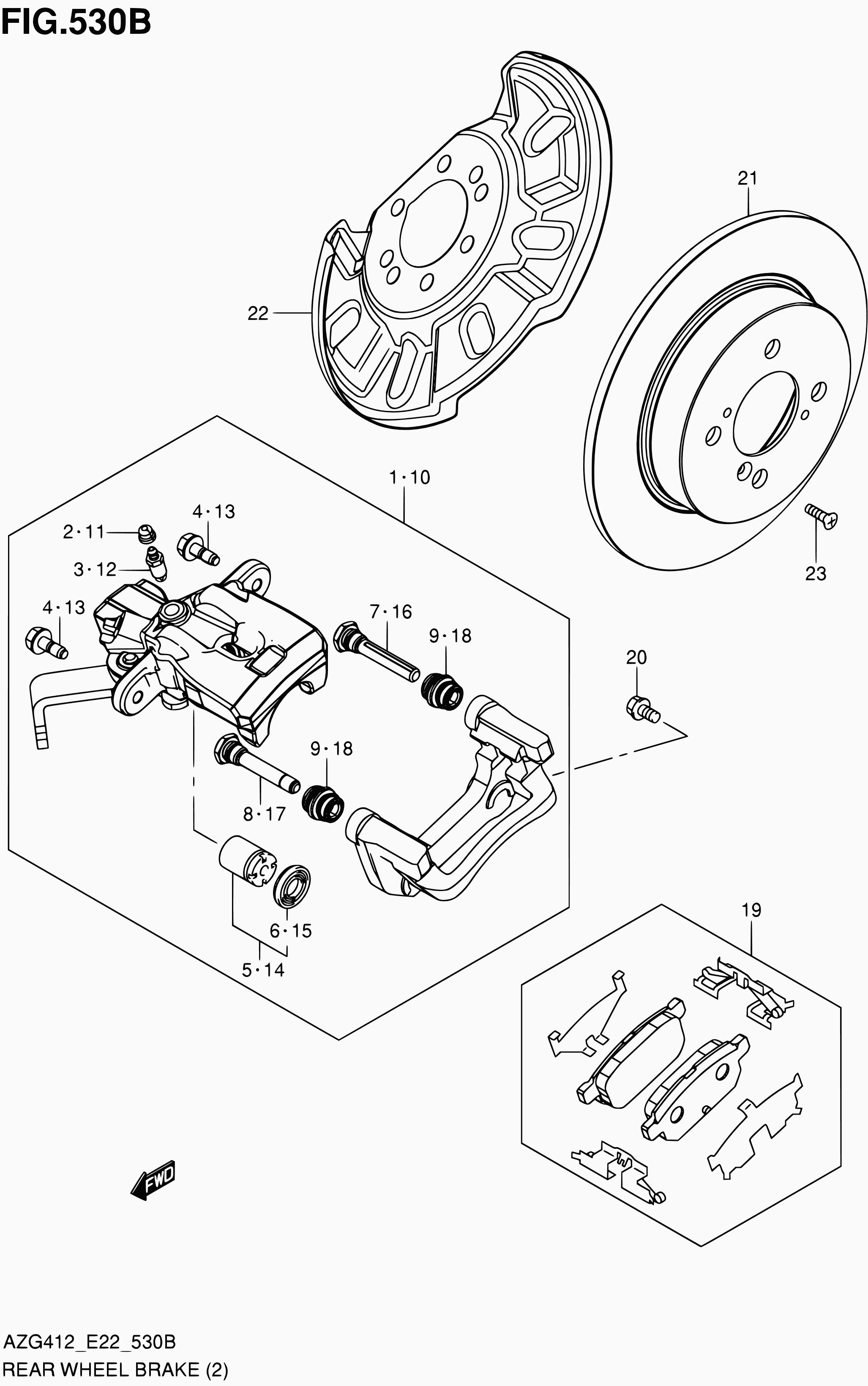 Suzuki 55800-68L00 - Тормозные колодки, дисковые, комплект autospares.lv